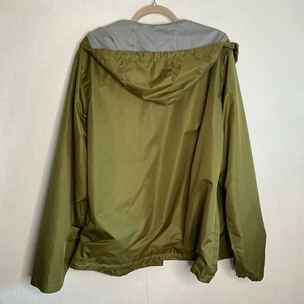 Iceburg Raincoat Mens Large Khaki‎ Olive Green lightweight Hooded Jacket Outdoor